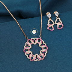 Sparkling Silver Floral Symphony Necklace with Earring