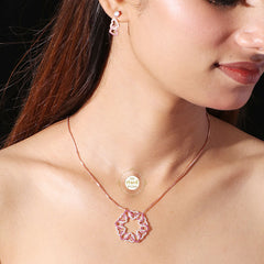 Sparkling Silver Floral Symphony Necklace with Earring