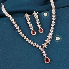 Sparkling Silver Royal Rouge Necklace with Earring