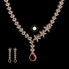 Sparkling Silver Royal Rouge Necklace with Earring