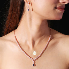 Sparkling Silver Royal Rouge Necklace with Earring