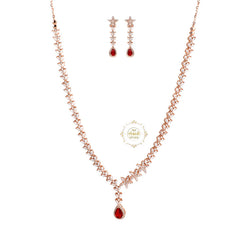 Sparkling Silver Royal Rouge Necklace with Earring