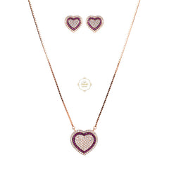 Sparkling Silver Blushing Heart Necklace with Earring