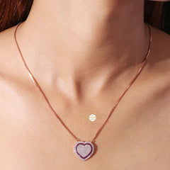Sparkling Silver Blushing Heart Necklace with Earring
