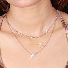 Sparkling Silver Starlit Cascade Necklace with Earring