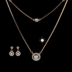 Sparkling Silver Starlit Cascade Necklace with Earring