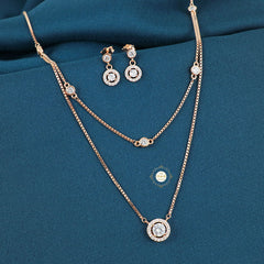 Sparkling Silver Starlit Cascade Necklace with Earring