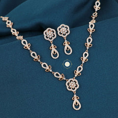 Sparkling Silver Floral Fantasy Necklace with Earring