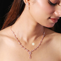 Sparkling Silver Floral Fantasy Necklace with Earring