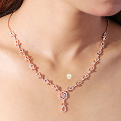 Sparkling Silver Floral Fantasy Necklace with Earring