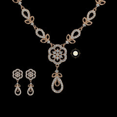 Sparkling Silver Floral Fantasy Necklace with Earring