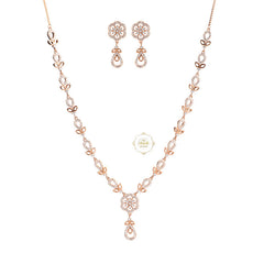 Sparkling Silver Floral Fantasy Necklace with Earring