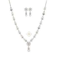 Sparkling Silver Floral Fantasy Necklace with Earring