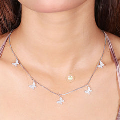 Sparkling Silver Butterfly Bliss Necklace with Earring