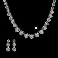 Sparkling Silver Zircon Drape Necklace with Earring