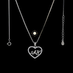 Sparkling Silver Lovebird Serenade Necklace