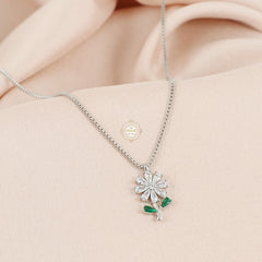Sparkling Silver Whimsy Bloom Necklace