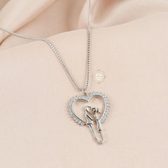 Sparkling Silver Swaying Hearts Necklace