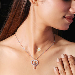 Sparkling Silver Swaying Hearts Necklace