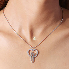 Sparkling Silver Swaying Hearts Necklace