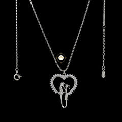 Sparkling Silver Swaying Hearts Necklace