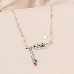 Sparkling Silver Krishna Flute Necklace