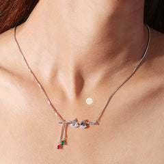 Sparkling Silver Krishna Flute Necklace