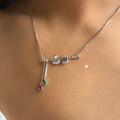 Sparkling Silver Krishna Flute Necklace
