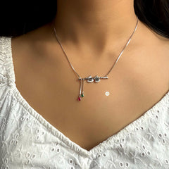 Sparkling Silver Krishna Flute Necklace