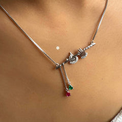 Sparkling Silver Krishna Flute Necklace