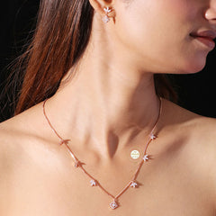 Sparkling Silver Petal Drop Necklace with Earring