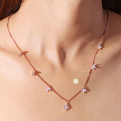 Sparkling Silver Petal Drop Necklace with Earring