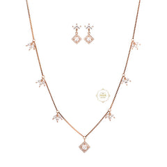 Sparkling Silver Petal Drop Necklace with Earring