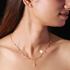 Sparkling Silver Crystal Bloom Y-Necklace with Earring