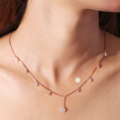 Sparkling Silver Crystal Bloom Y-Necklace with Earring