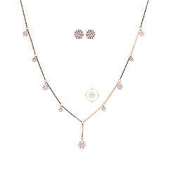 Sparkling Silver Crystal Bloom Y-Necklace with Earring