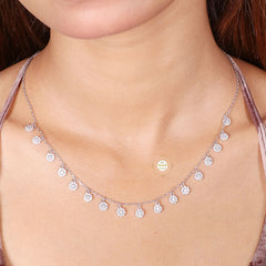 Sparkling Silver Twinkling Halo Necklace with Earring