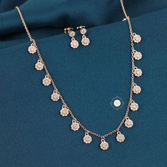 Sparkling Silver Twinkling Halo Necklace with Earring