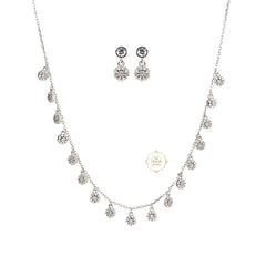 Sparkling Silver Twinkling Halo Necklace with Earring