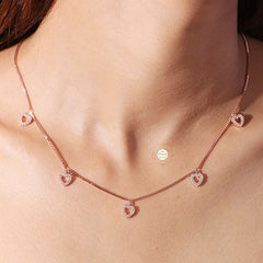 Sparkling Silver Heart Cascade Necklace with Earring