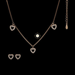 Sparkling Silver Heart Cascade Necklace with Earring