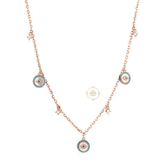 Sparkling Silver Evil Eye Charms Necklace