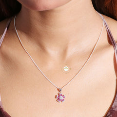 Sparkling Silver Rosette Glow Necklace with Earring
