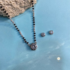 Sparkling Treasure Mangalsutra Pear Necklace With Earring