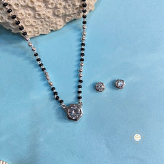 Sparkling Treasure Mangalsutra Pear Necklace With Earring