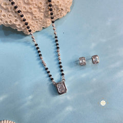 Sparkling Treasure Mangalsutra Pear Necklace With Earring