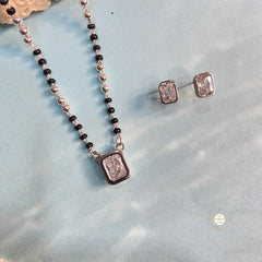 Sparkling Treasure Mangalsutra Pear Necklace With Earring