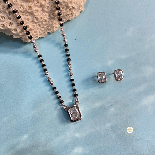 Sparkling Treasure Mangalsutra Pear Necklace With Earring