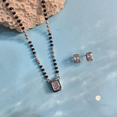 Sparkling Treasure Mangalsutra Pear Necklace With Earring