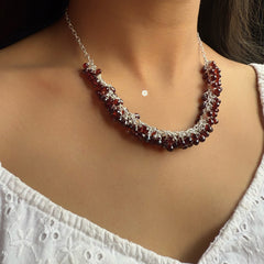 Sterling Silver Natural Garnet Necklace